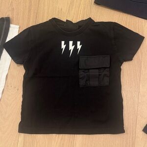 Neil Barrett Black T-Shirt with Lightning Bolts